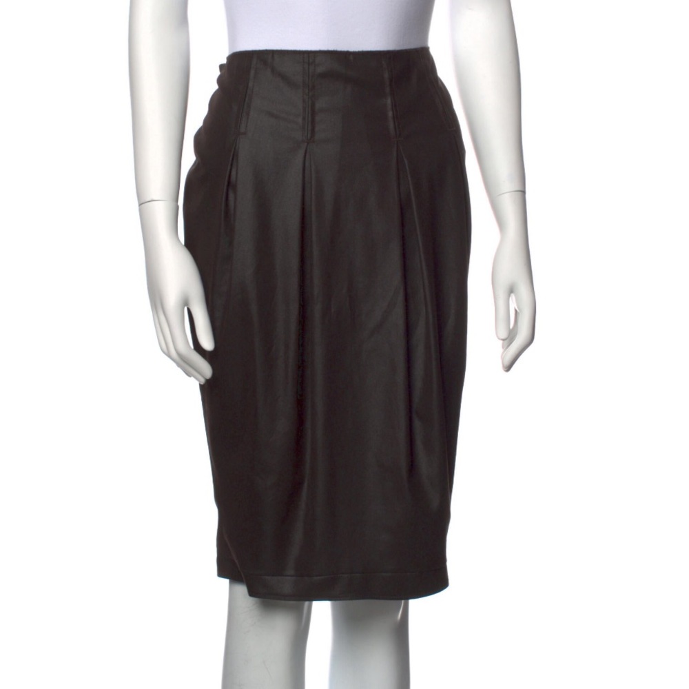 Magaschoni Pleated Accents Brown Skirt